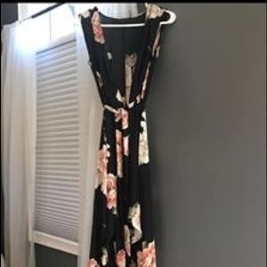 Flora tie long wrap dress